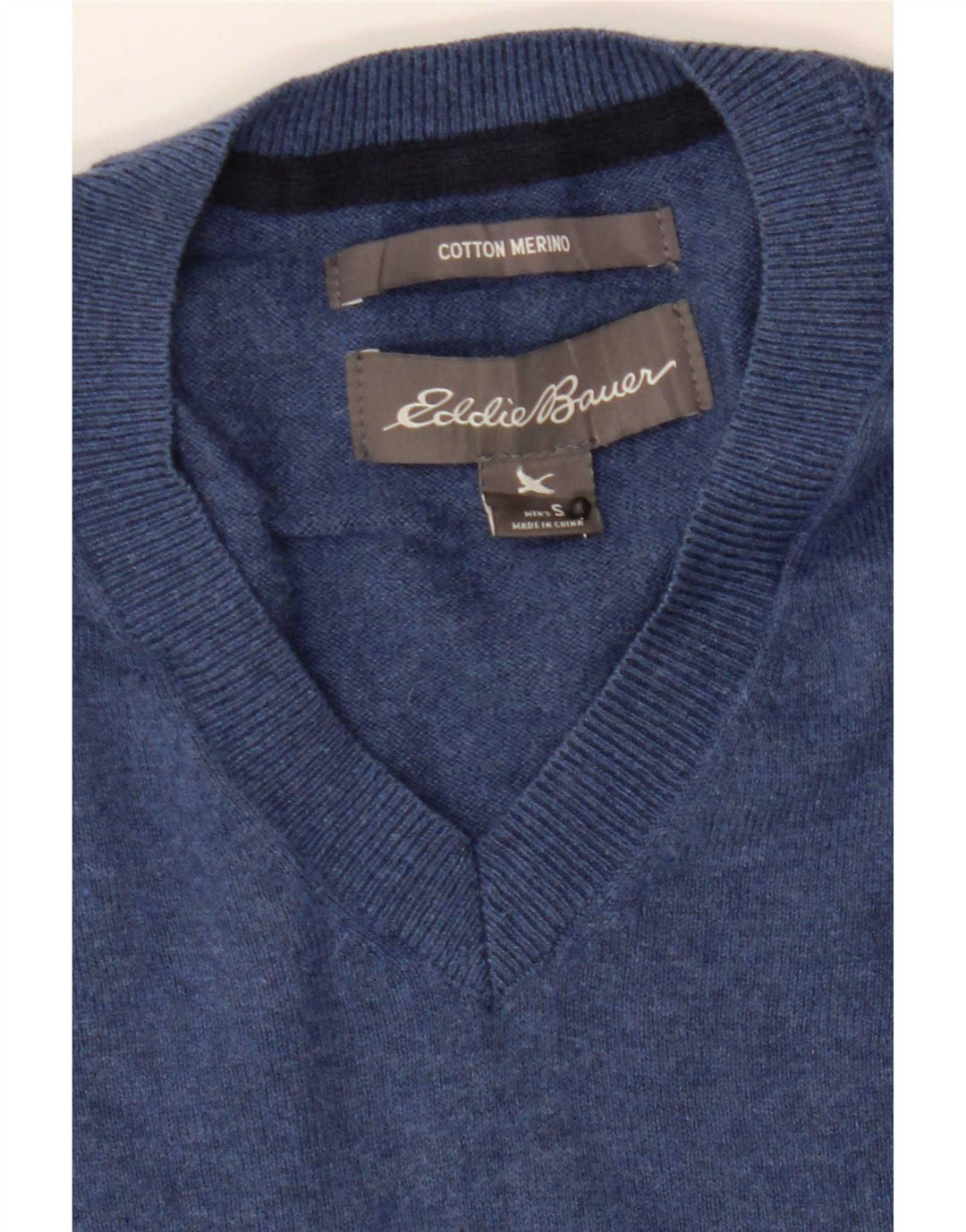 Eddie Bauer Muški džemper s V-izrezom Mali plavi pamuk