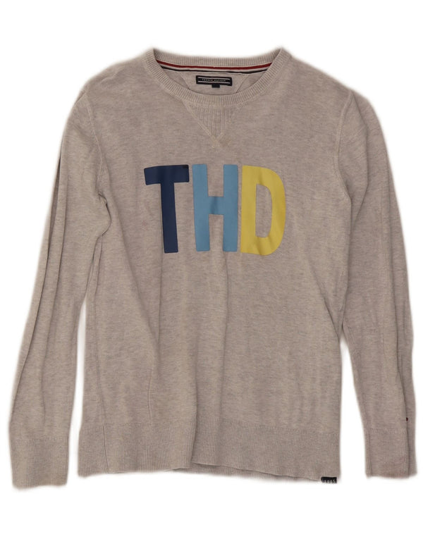 Tommy Hilfiger Ženski džemper s veznim izrezom UK 10 Mali sivi