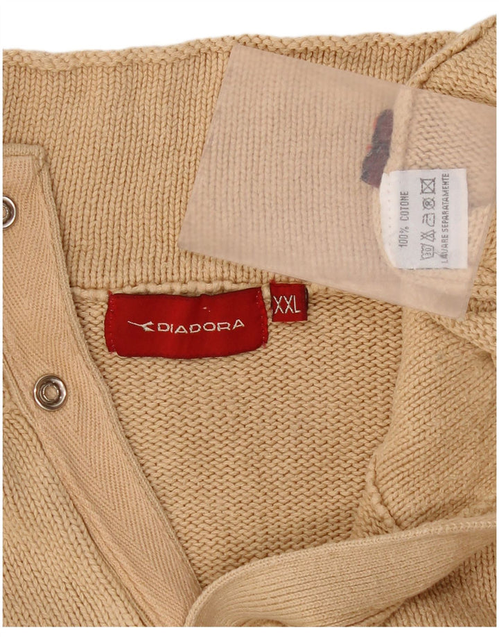 Diadora muški džemper s dugmadima i ovratnikom XL, bež pamuk