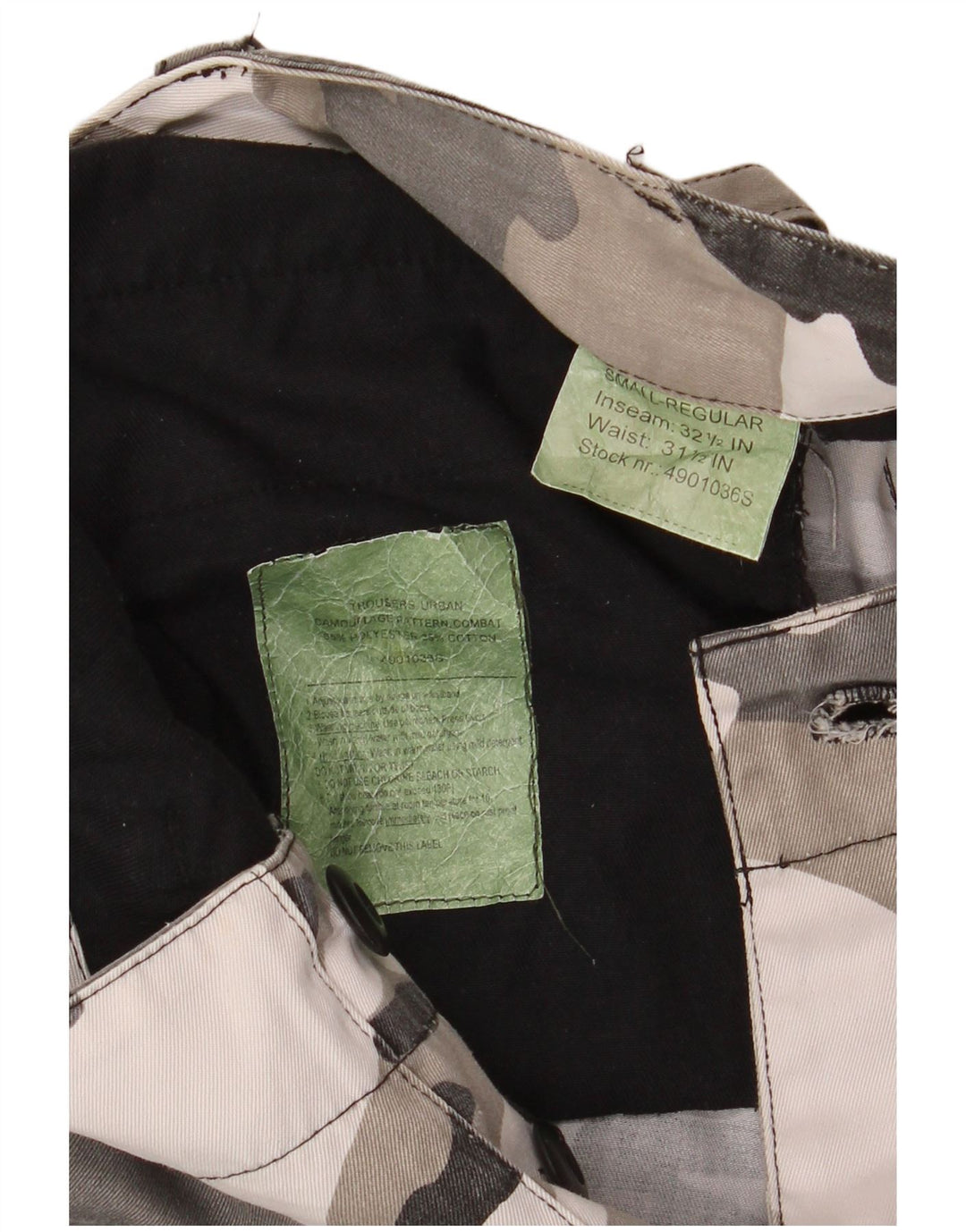 VINTAGE muške obične Cargo hlače male W31.5 L32.5 sive kamuflažne