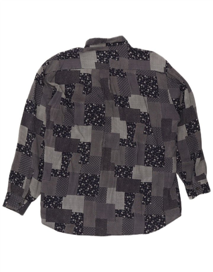 VINTAGE muška košulja XL crna patchwork viskoza