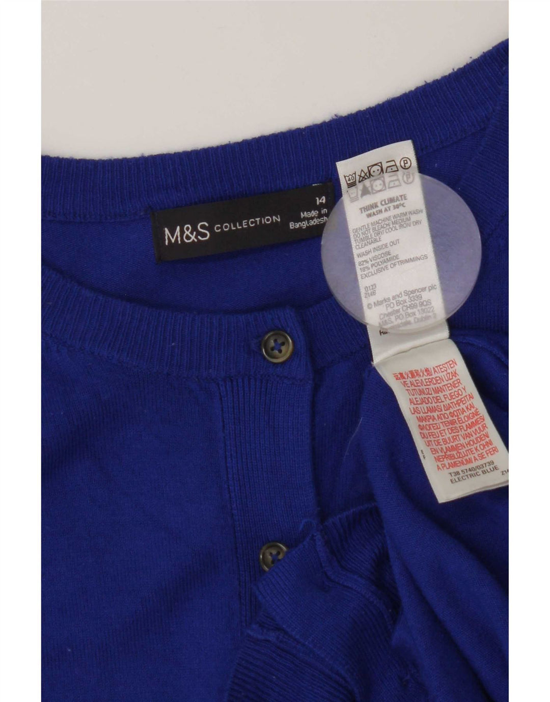 Marks & Spencer ženski kardigan pulover UK 14 Srednje plava viskoza