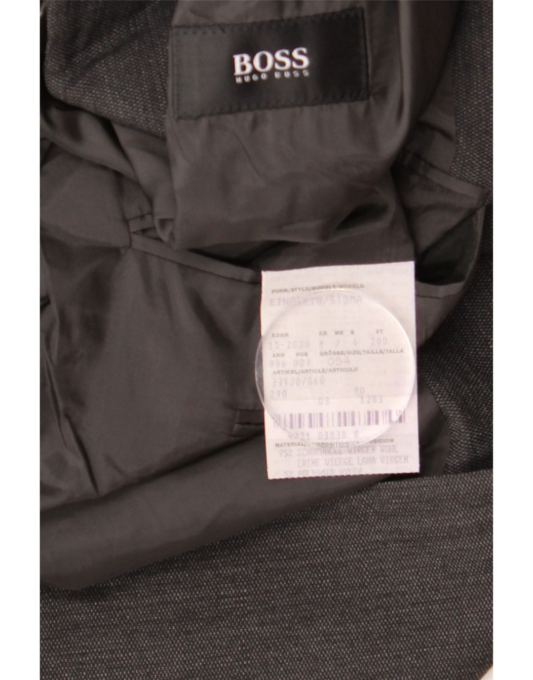 HUGO BOSS Muška jakna sa 3 gumba EU 54 2XL siva vuna