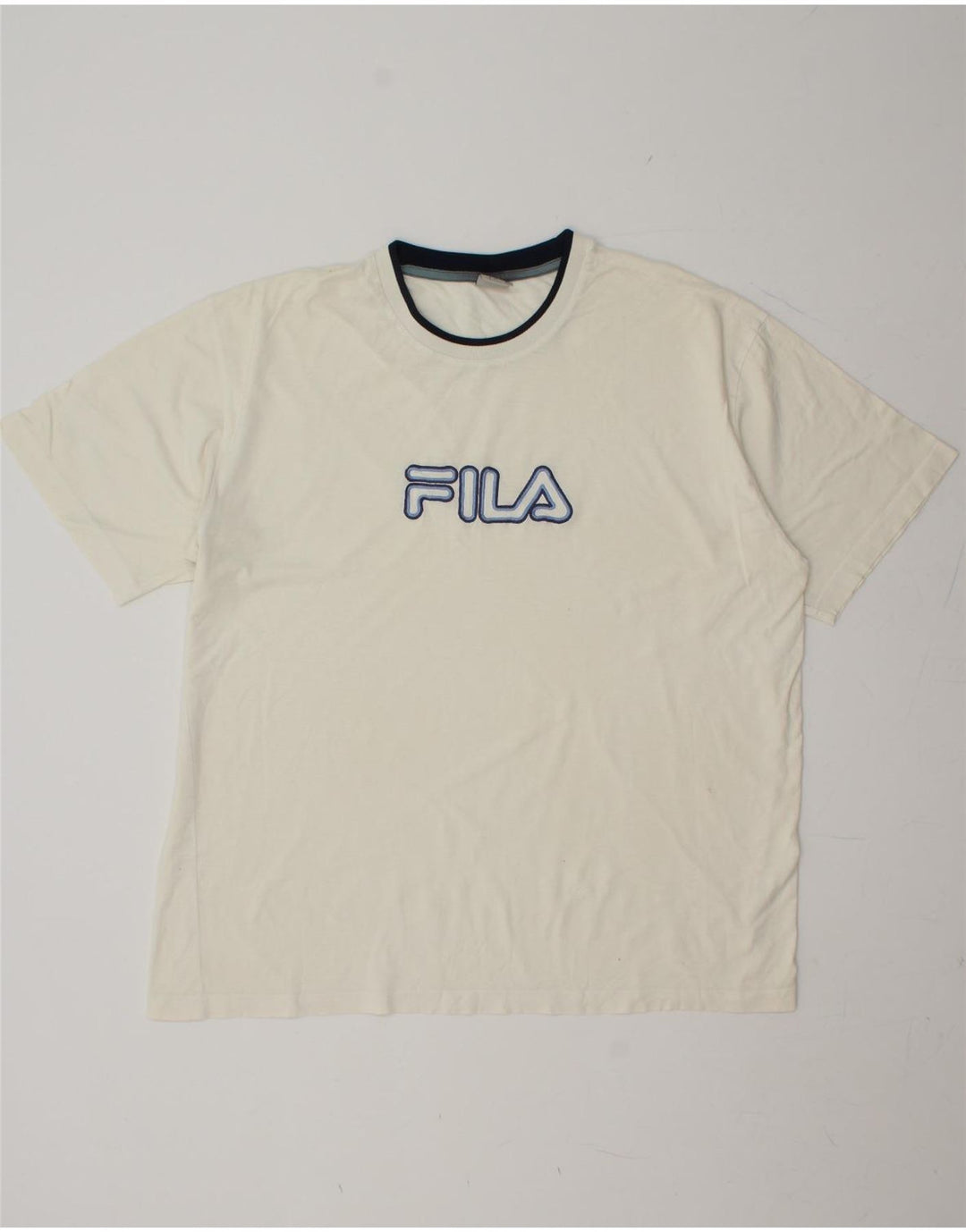 FILA Mens Graphic T-Shirt Top Large White Vintage Fila and Second-Hand Fila from Messina Hembry 