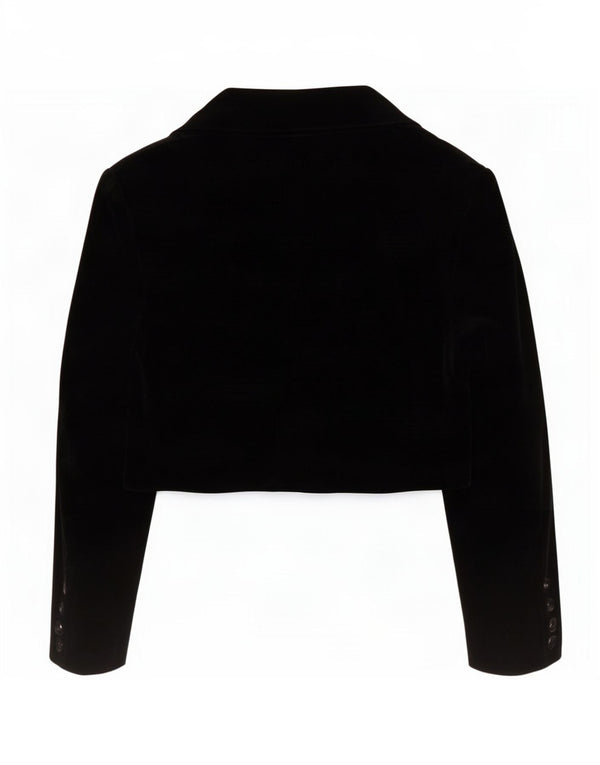 Ženska baršunasta bolero jakna Benetton s 2 gumba IT 48 XL crni modacryl