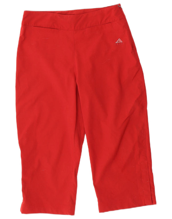 Adidas Womens Capri Trousers UK 14 Large W30 L19 Red Polyester