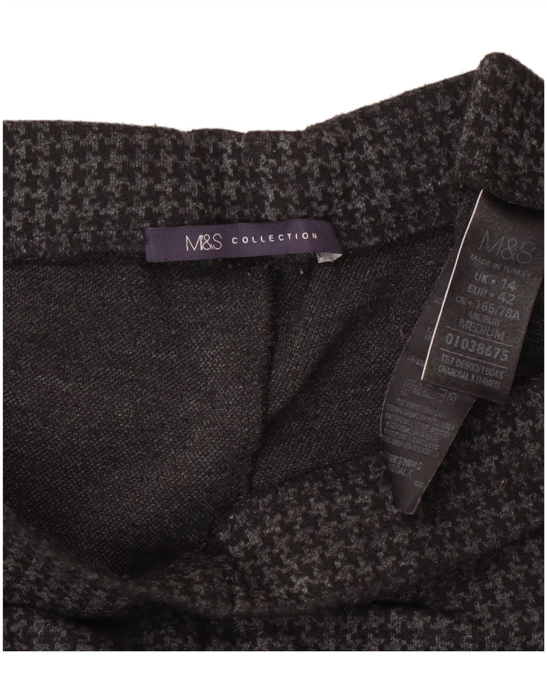 Ženske hlače Marks & Spencer UK 14 Large W32 L27 Siva Houndstooth