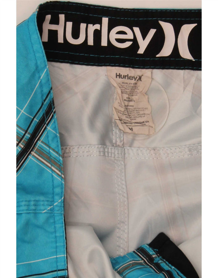 Hurley muške kratke hlače za plivanje, veliki plavi karirani poliester