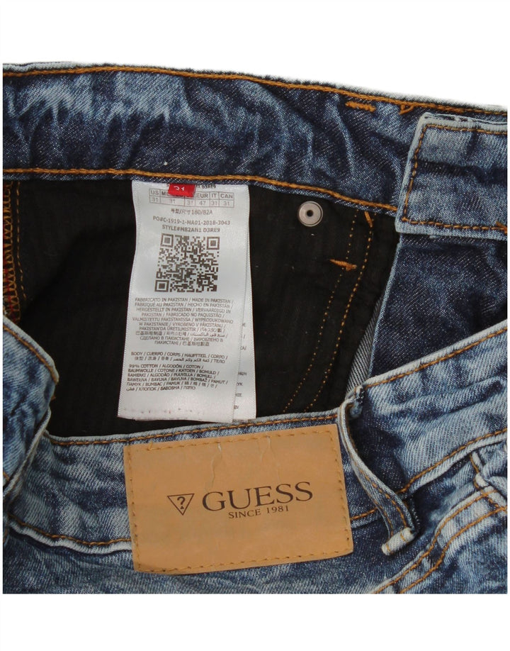 Muške uske traperice Guess Distressed W31 L31 plavi pamuk