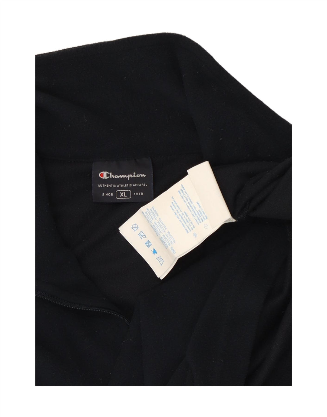 CHAMPION Mens Zip Neck Fleece Jumper XL Navy Blue Polyester