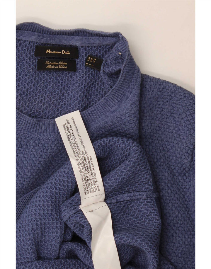 Veliki plavi pamuk, muški džemper s okruglim izrezom Massimo Dutti