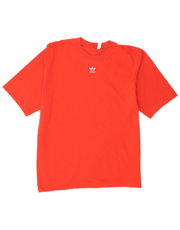 Adidas Womens Oversized T-Shirt Top UK 8/10 Small Orange Cotton
