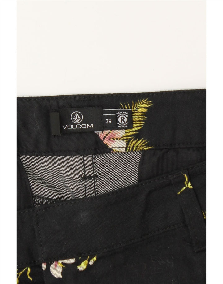 VOLCOM Ženske kratke hlače Chino W29 Srednje crni cvjetni pamuk