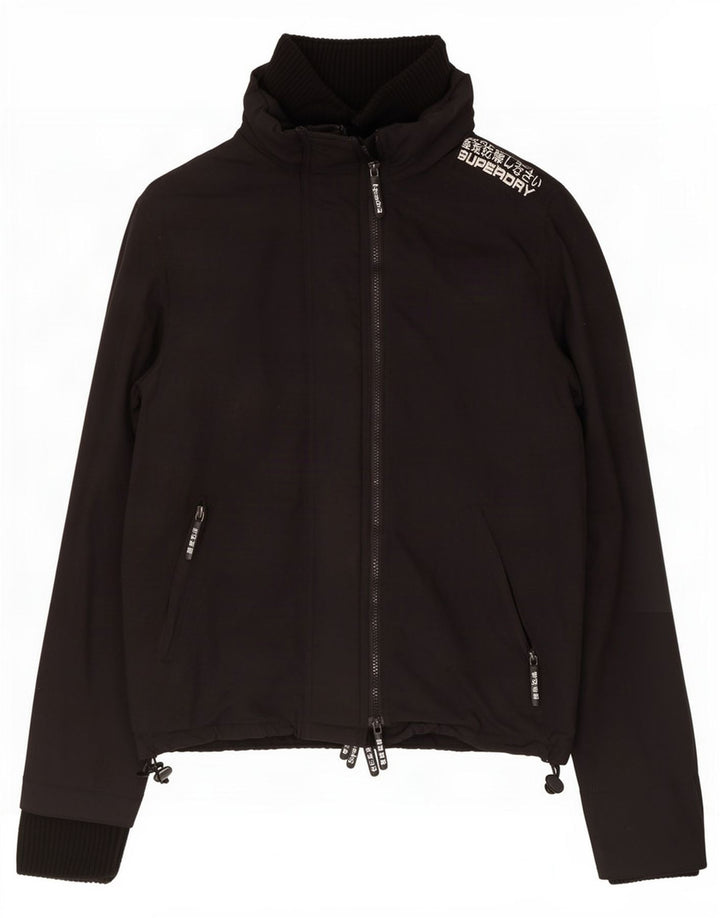 Superdry ženska kišna jakna UK 14 Veliki crni najlon