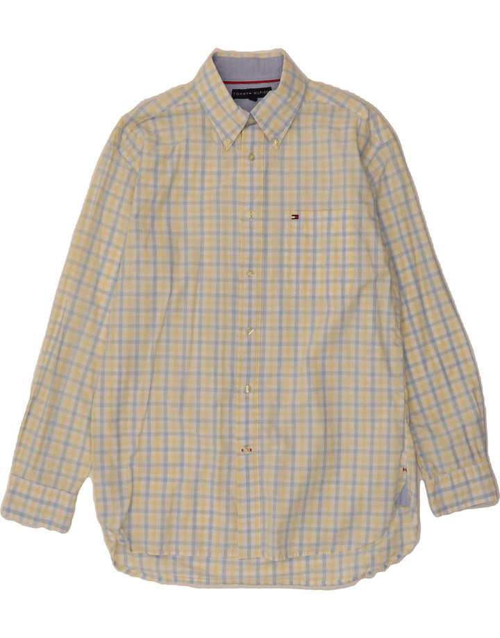 TOMMY HILFIGER Mens Shirt Large Yellow Check Cotton Vintage Tommy Hilfiger and Second-Hand Tommy Hilfiger from Messina Hembry 