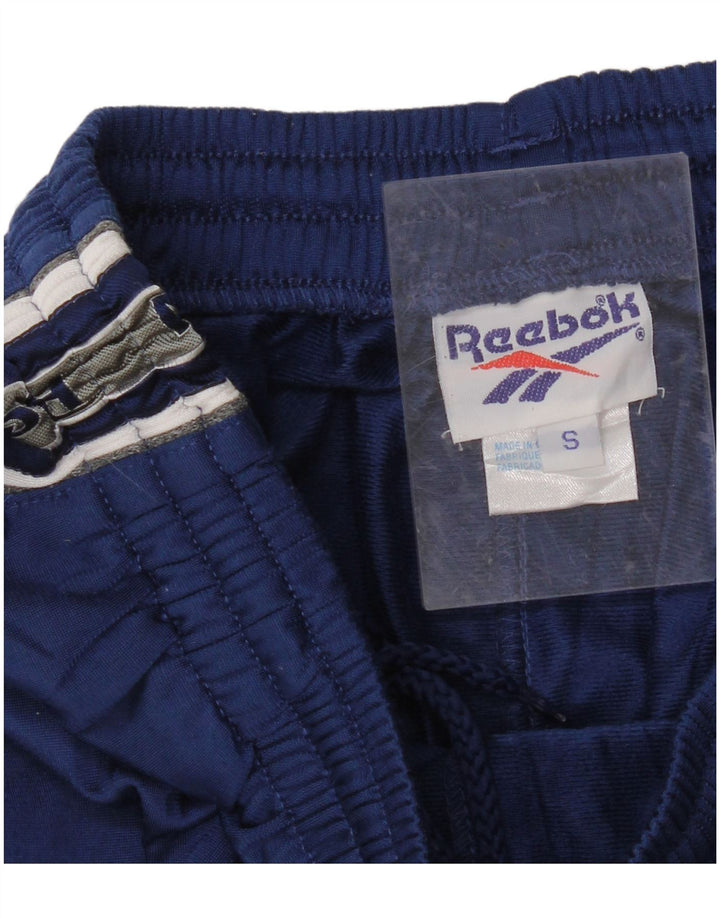 REEBOK Mens Graphic Tracksuit Trousers Small Navy Blue Colourblock