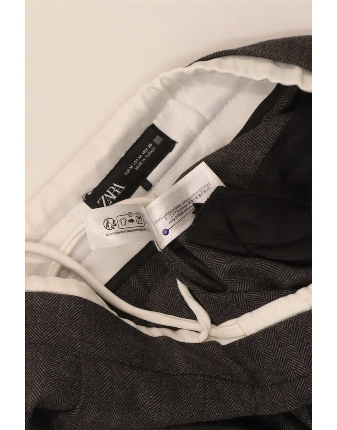 Zara ženske široke chino hlače srednje veličine W28 L30 sive riblje kosti