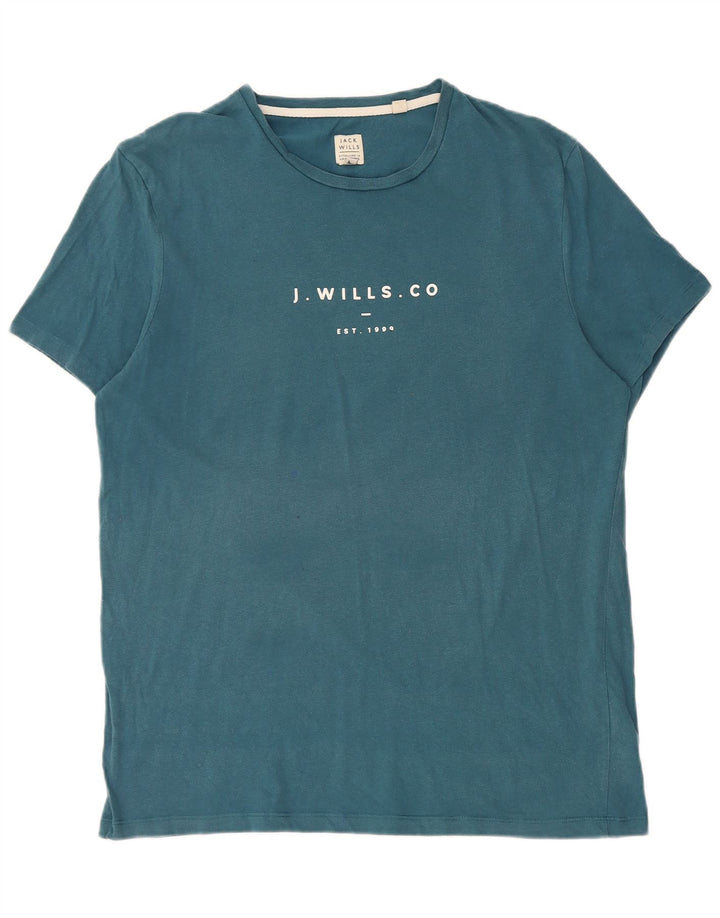 Jack Wills Muška majica kratkih rukava s grafičkim motivima Srednje plavi pamuk