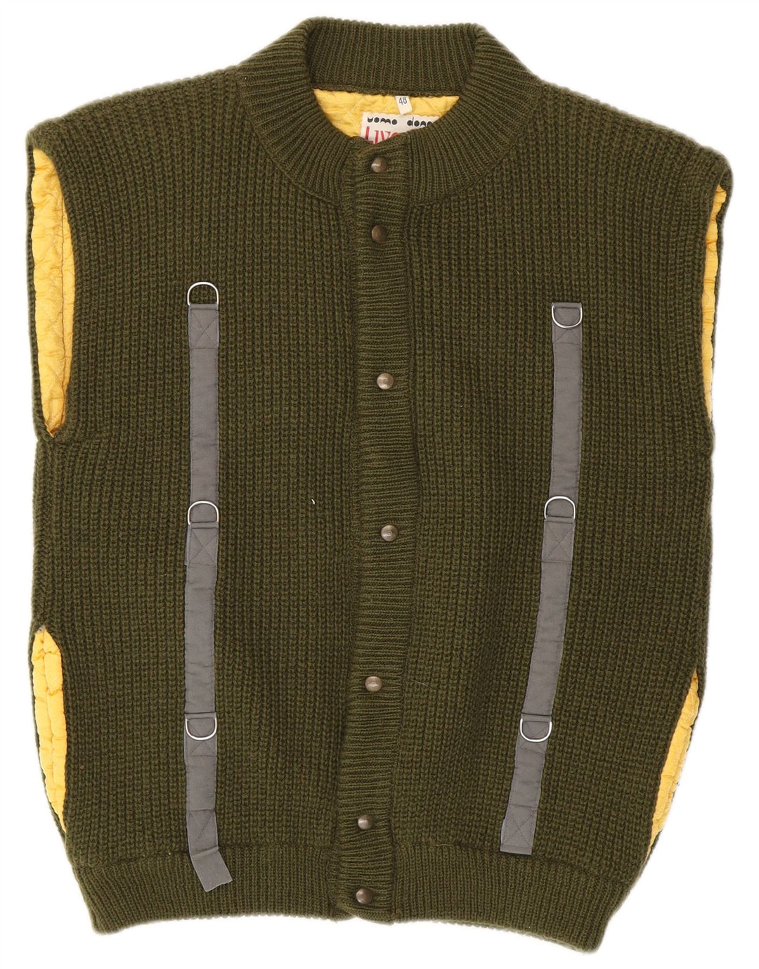 Liverani muški kardigan džemper bez rukava IT 48, srednja kaki vuna