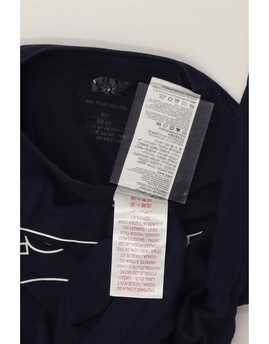 LEVI'S Boys Graphic Top Long Sleeve 11-12 Years Navy Blue Cotton Vintage Levi's and Second-Hand Levi's from Messina Hembry 