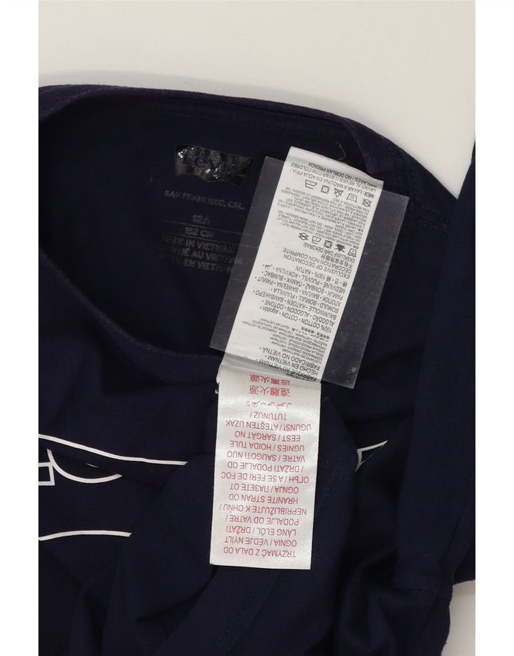 LEVI'S Boys Graphic Top Long Sleeve 11-12 Years Navy Blue Cotton Vintage Levi's and Second-Hand Levi's from Messina Hembry 