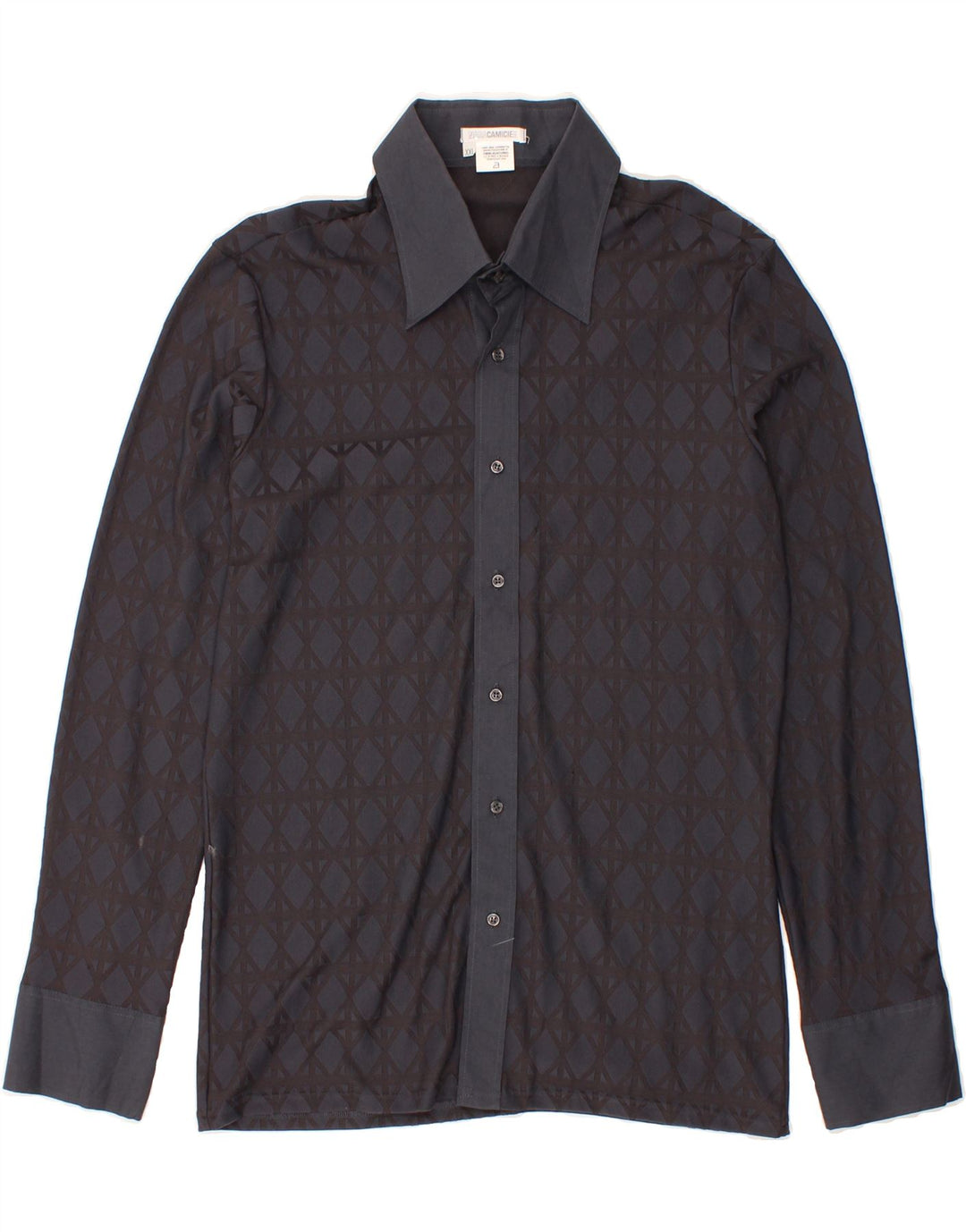 NARACAMICEE Mens Shirt 2XL Navy Blue Argyle/Diamond Polyamide Vintage Naracamicee and Second-Hand Naracamicee from Messina Hembry 