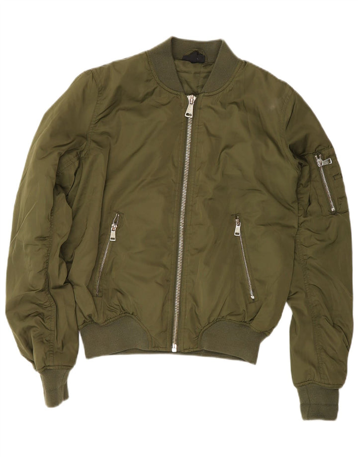 Topshop ženska podstavljena bomber jakna UK 8 Mali zeleni poliester