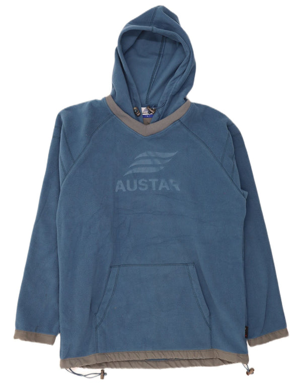 VINTAGE muška majica s kapuljačom od flisa, veliki plavi poliester