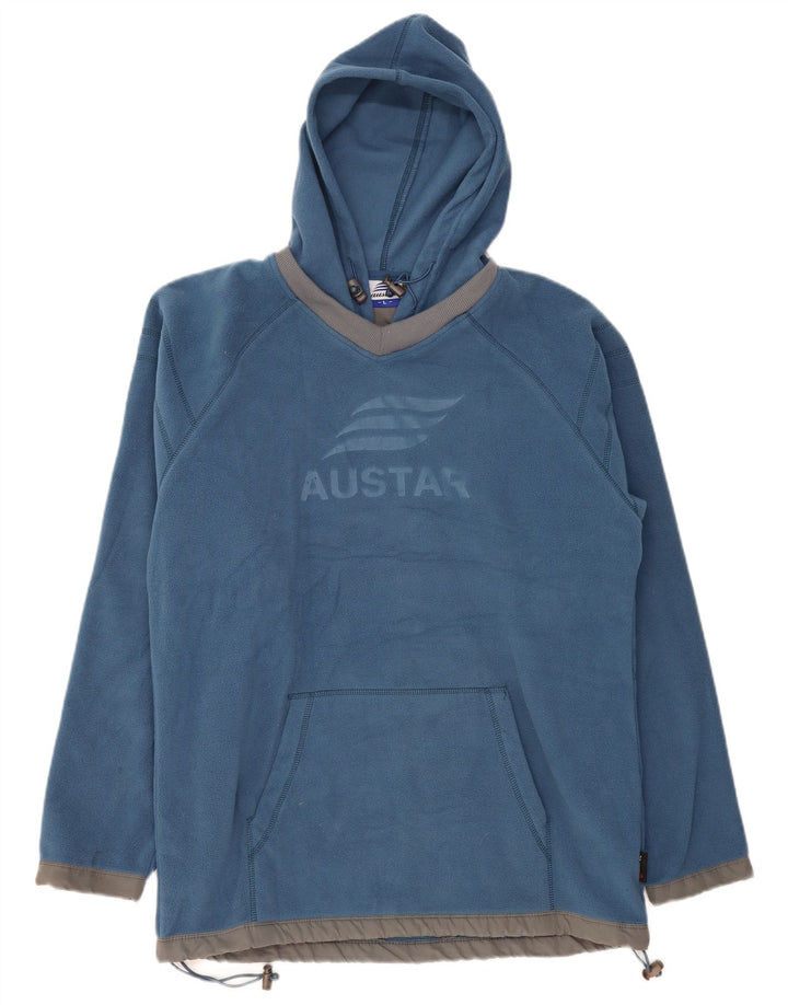 VINTAGE muška majica s kapuljačom od flisa, veliki plavi poliester