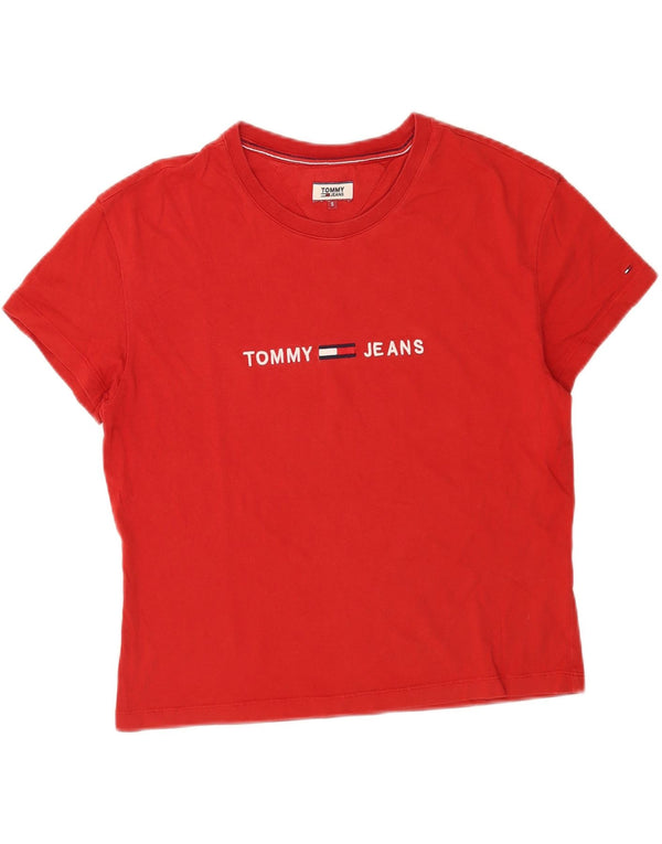 TOMMY HILFIGER Ženska prevelika majica s kratkim rukavima UK 10 Small Red