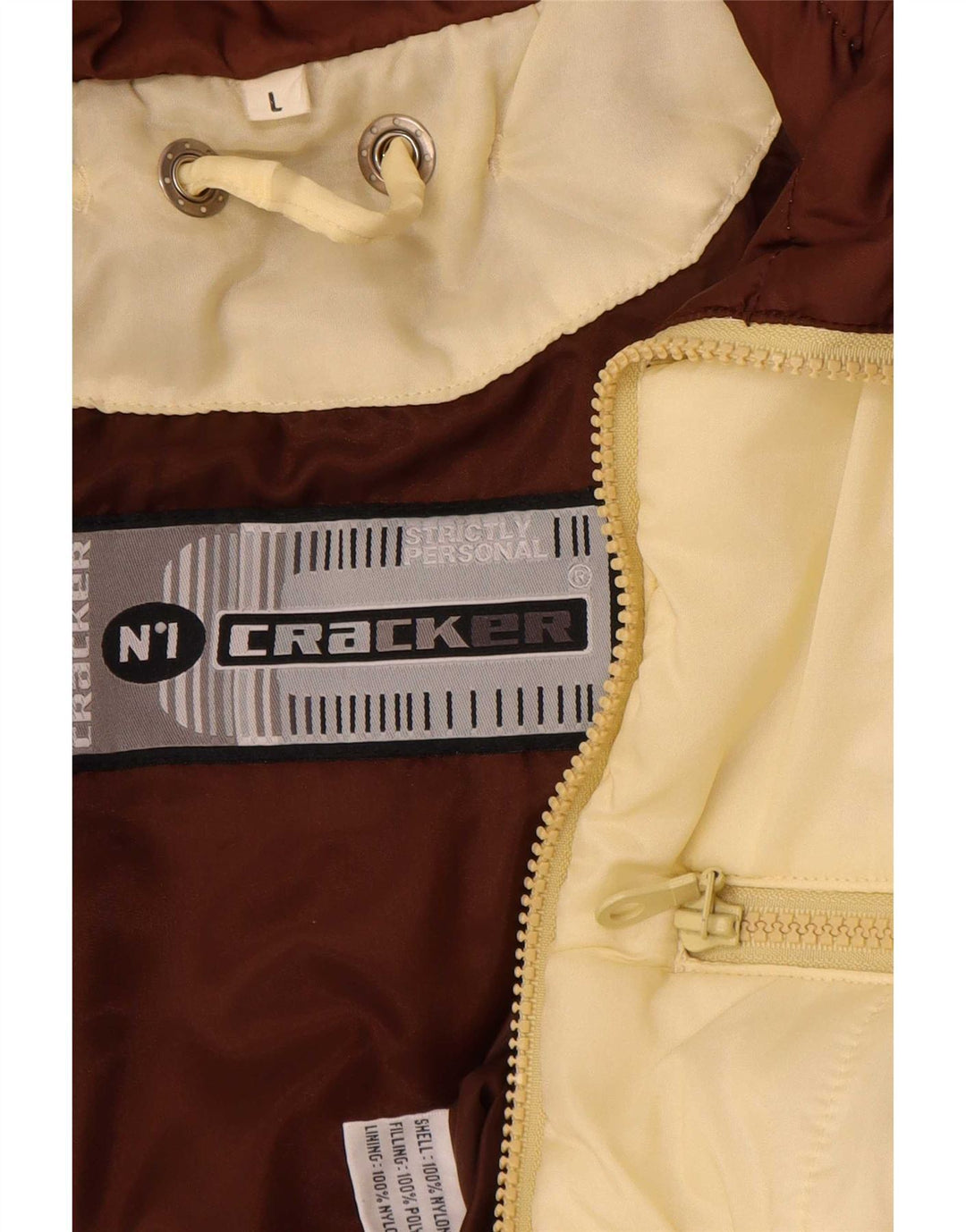 Vintage muška podstavljena jakna UK 40 Large Beige Colourblock najlon
