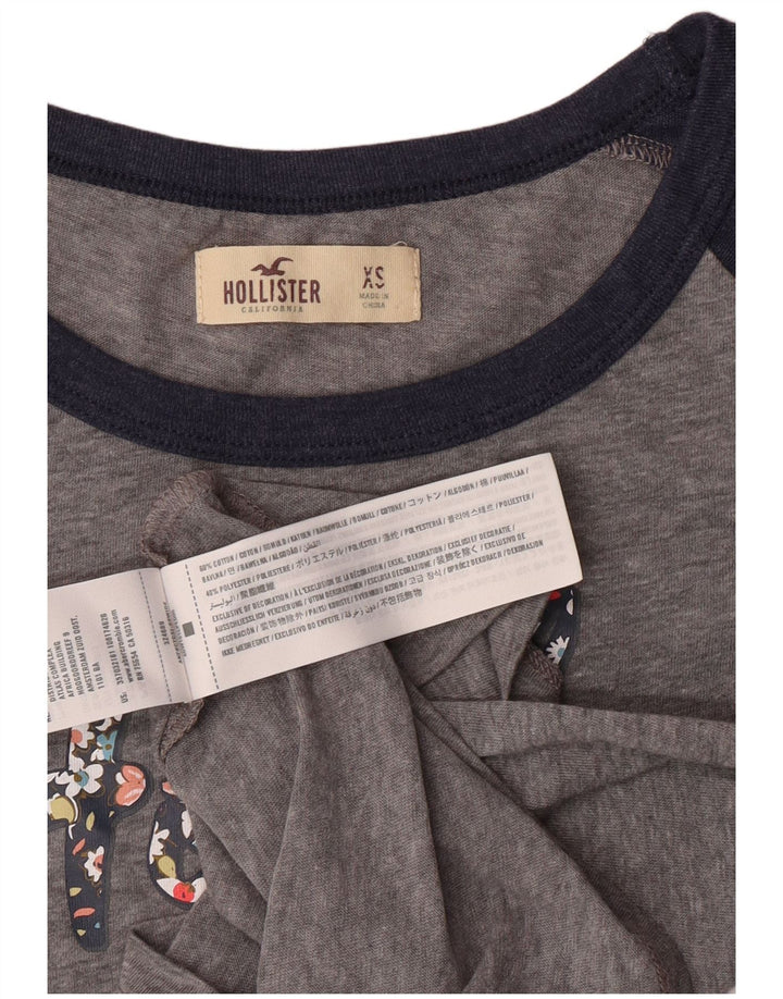 HOLLISTER Ženska grafička majica kratkih rukava UK 6 XS Sivi pamuk u blokovima boja