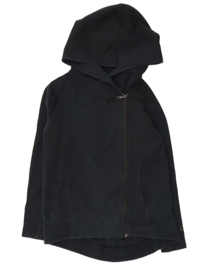 NIKE ženska velika majica s kapuljačom s patentnim zatvaračem UK 10 Mala tamnoplava pamuk