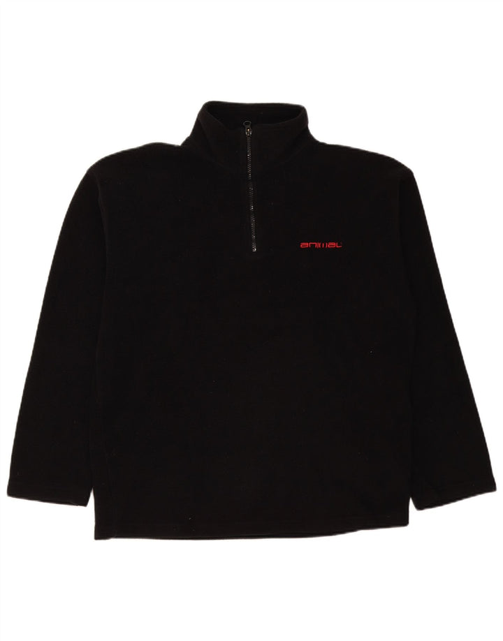 ANIMAL Muški džemper od flisa s patentnim izrezom, veliki crni poliester