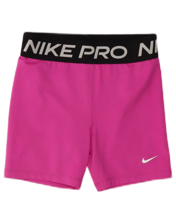 NIKE Girls Dri Fit Graphic Sport Shorts 13-14 Years XL Pink Colourblock