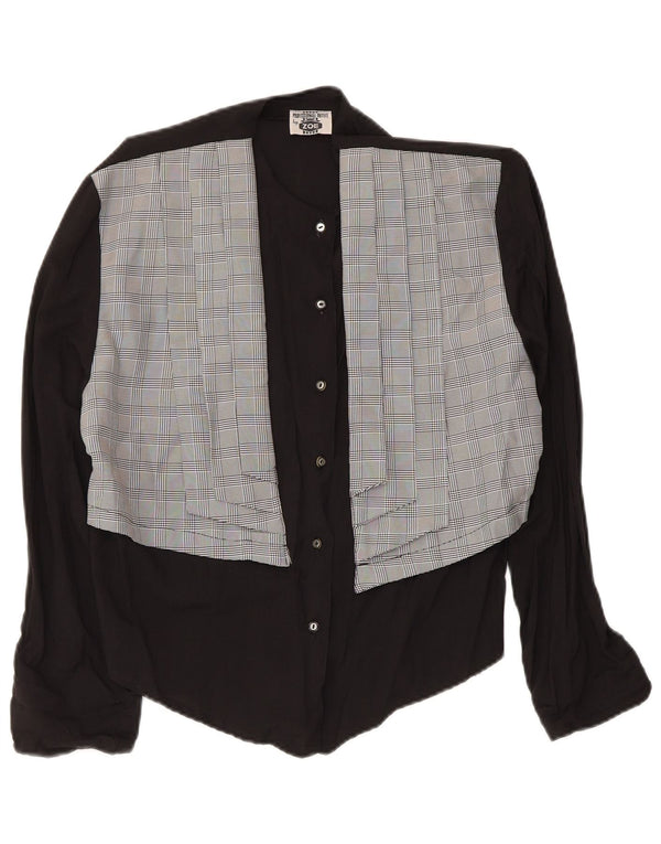 Zoe Womens Shirt Blouse IT 44 Medium Black Check Viscose