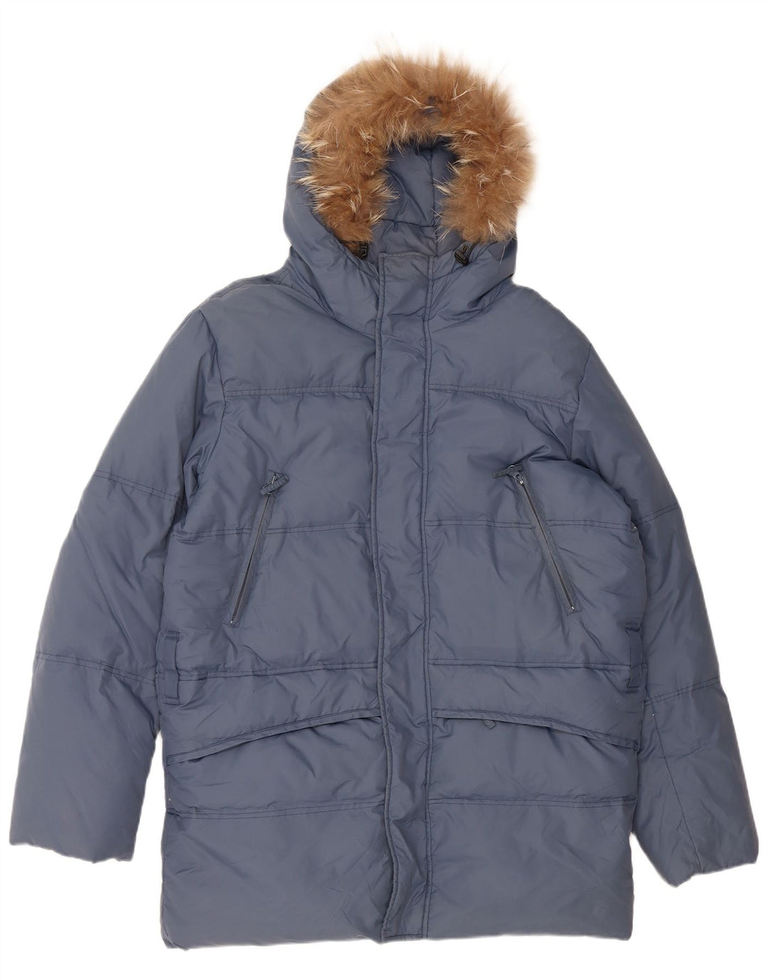 VINTAGE Muški široki kaput s kapuljačom i podstavljenim kaputom UK 36 Mali plavi najlon