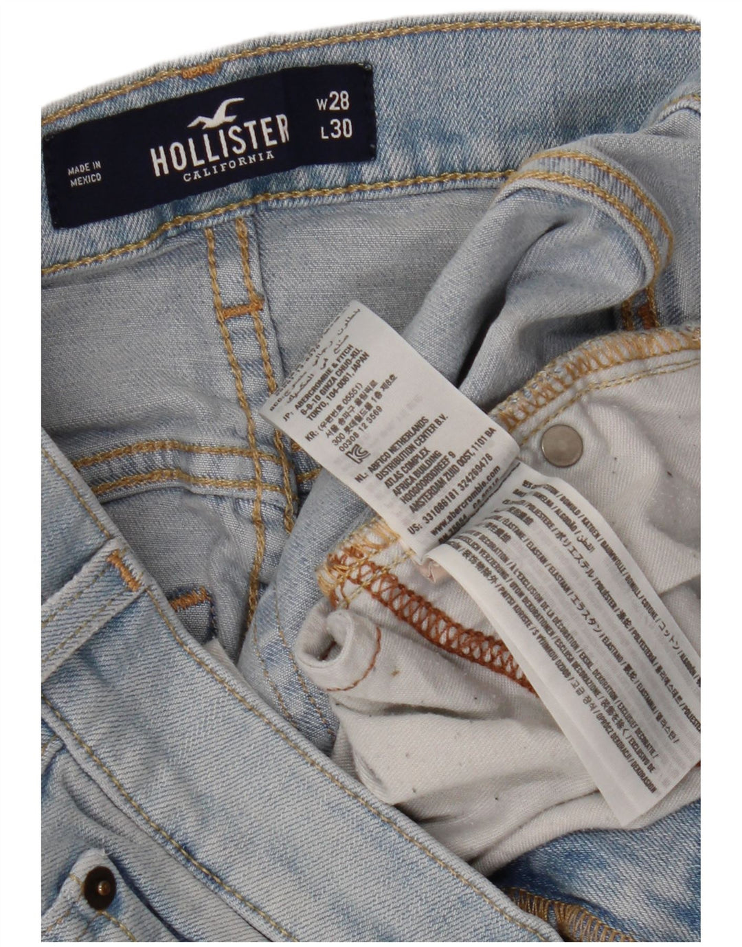 HOLLISTER Ženske opuštene super uske traperice W28 L30 plavi pamuk