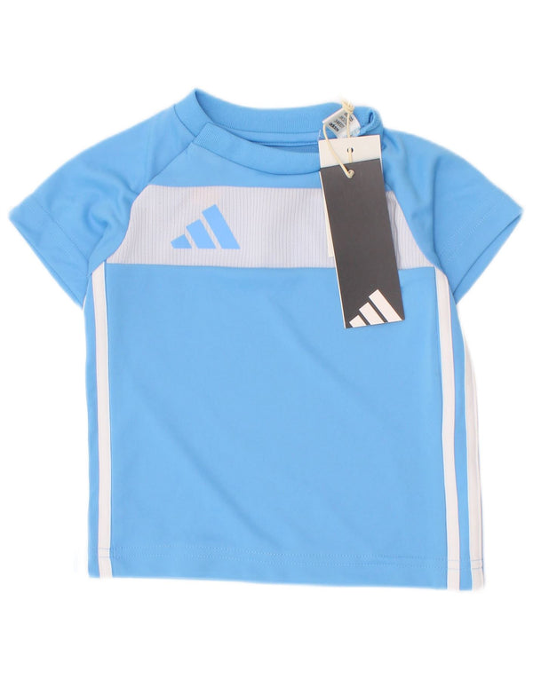 Adidas majica kratkih rukava za dječake 3-6 mjeseci plava poliesterska boja