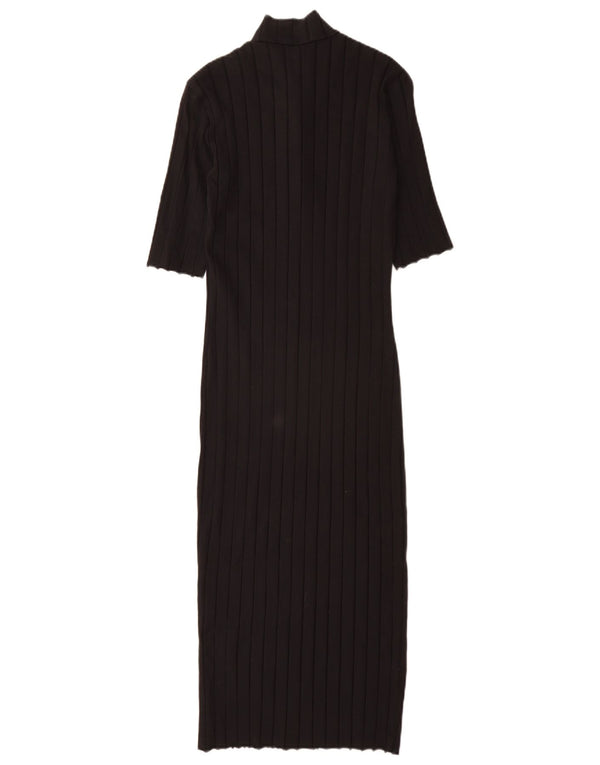 Zara ženska haljina kratkih rukava uz kroj UK 12 Srednje crni pamuk