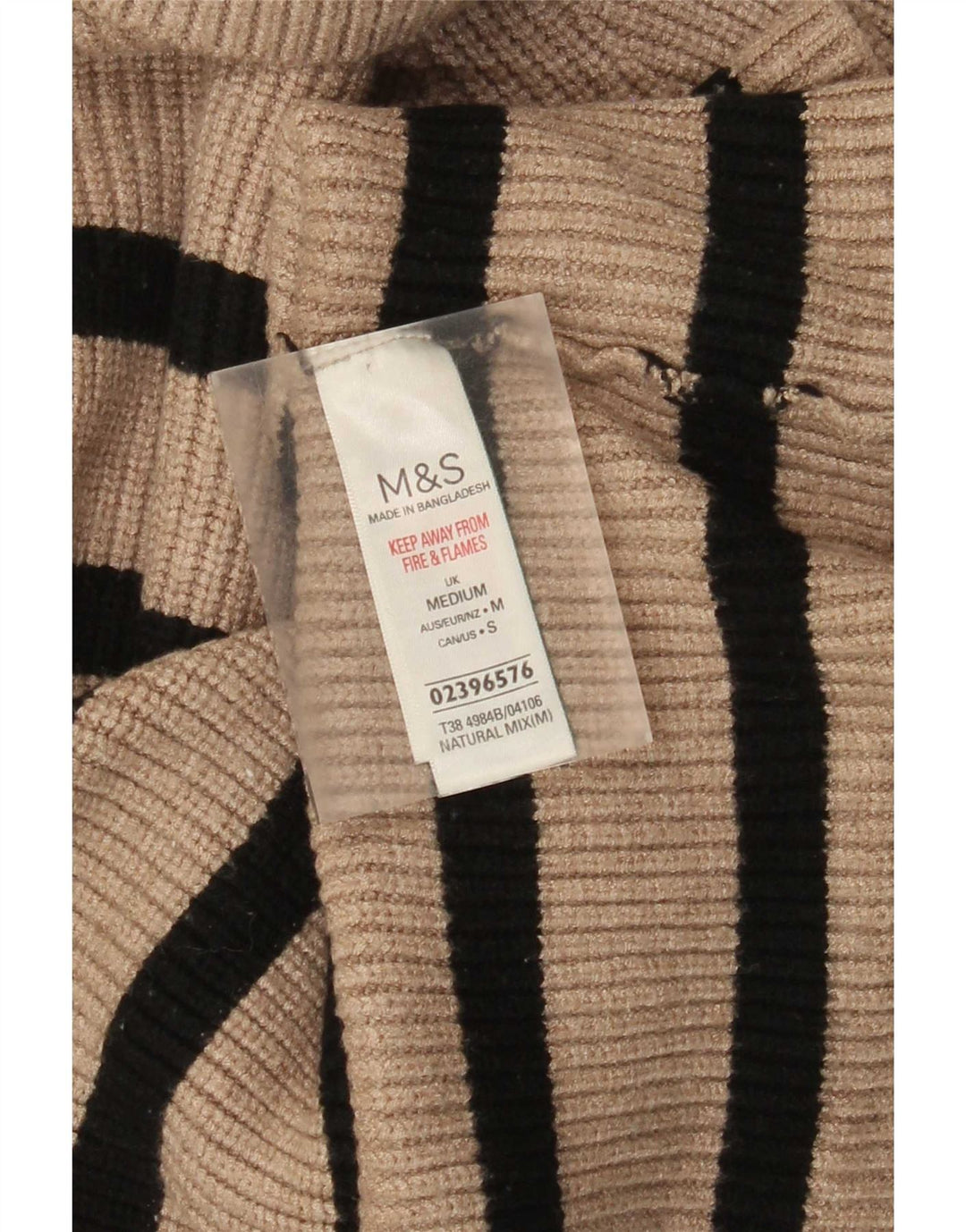 Marks & Spencer ženski pulover s rol izrezom UK 12 Srednje bež na pruge