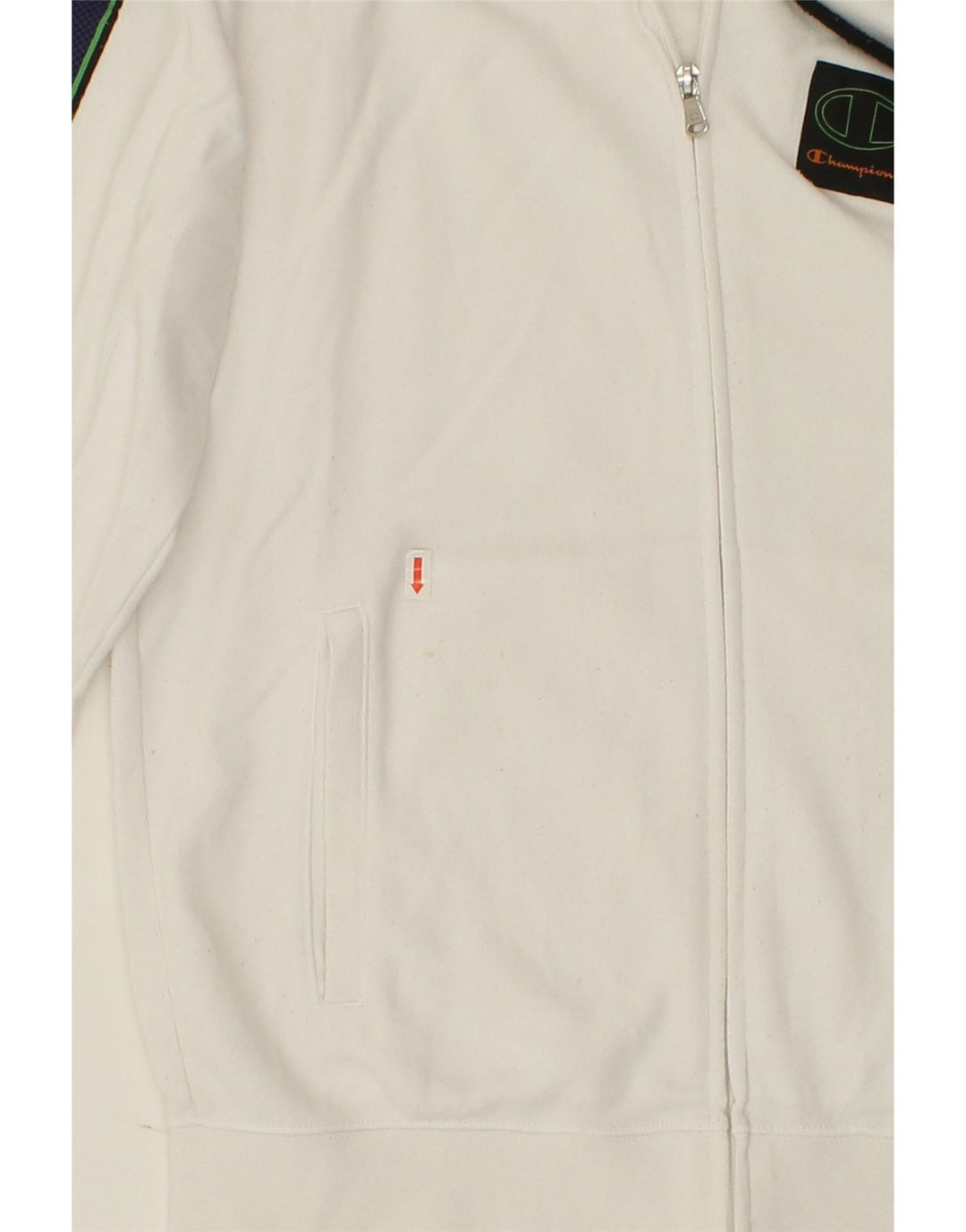CHAMPION Mens Graphic Zip Hoodie Sweater Small White Vintage Champion and Second-Hand Champion from Messina Hembry 