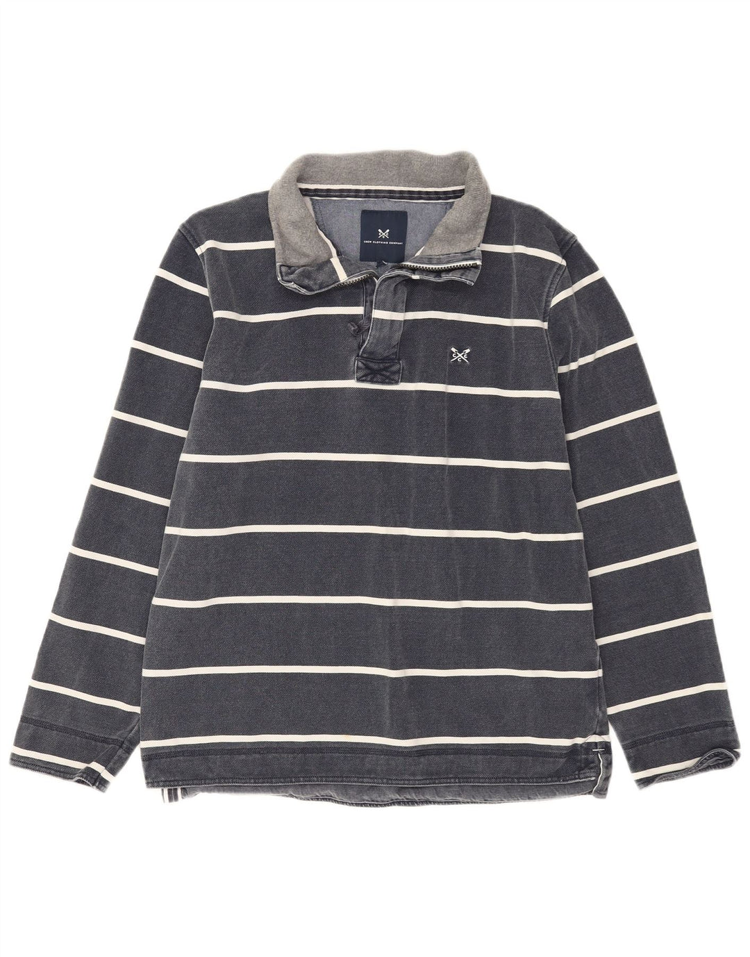 CREW ODJEĆA Muška majica s izrezom s patentnim zatvaračem srednje tamnoplava na pruge