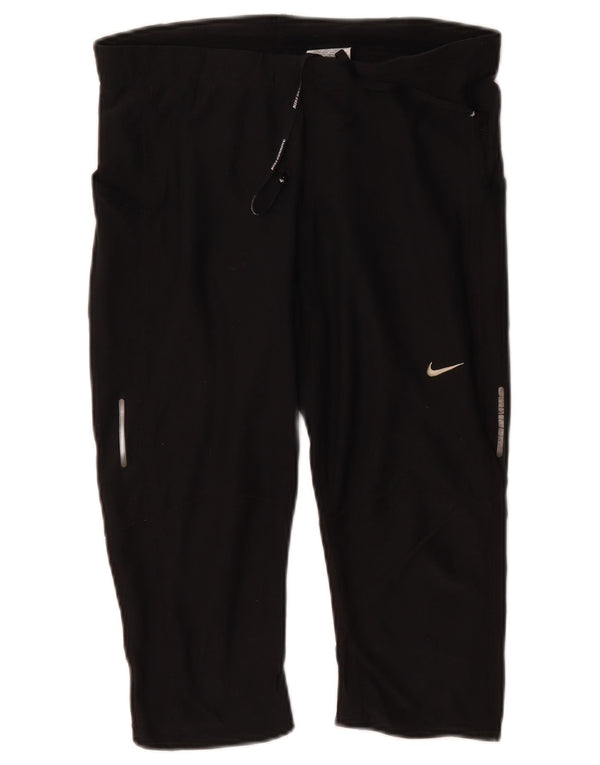 NIKE Womens Dri Fit Capri Tracksuit Trousers UK 14 Large Black Polyester