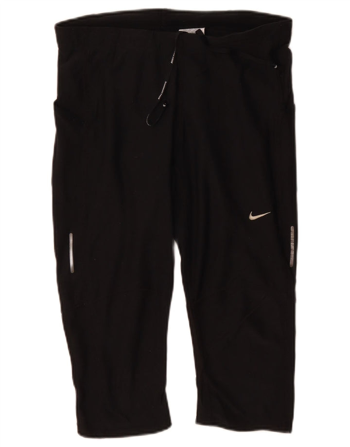 NIKE Ženske Dri Fit Capri Trenirke Hlače UK 14 Veliki crni poliester