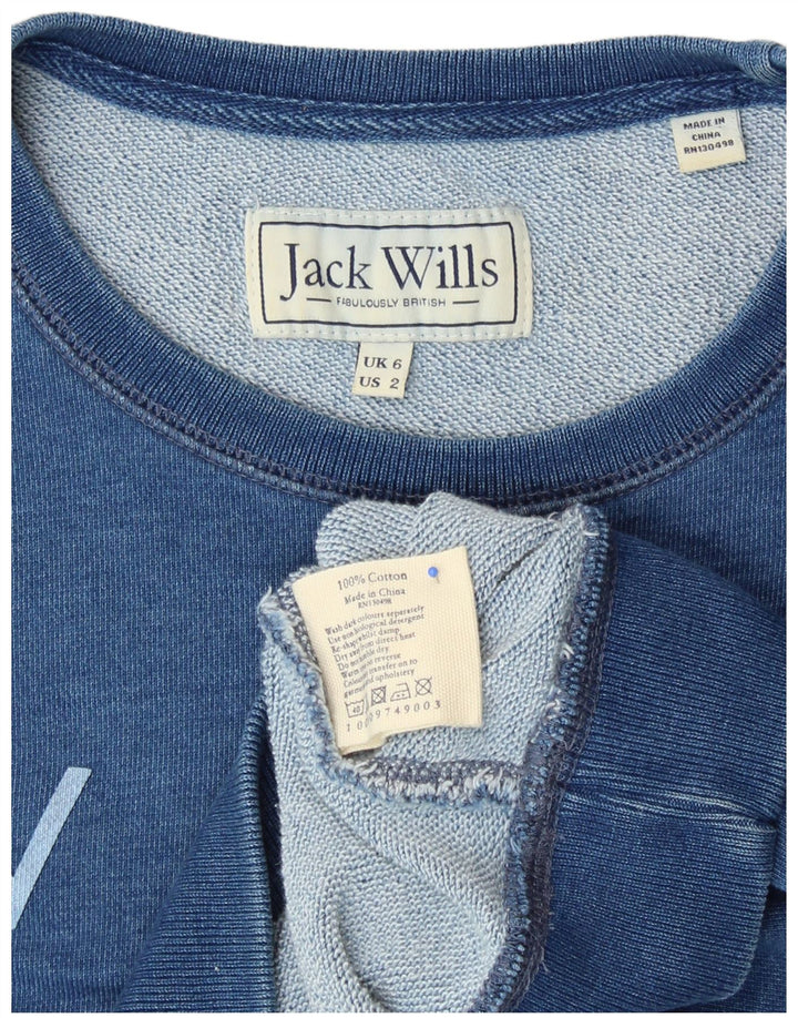 JACK WILLS Ženska majica s grafičkim motivima, UK 6 XS, plavi pamuk
