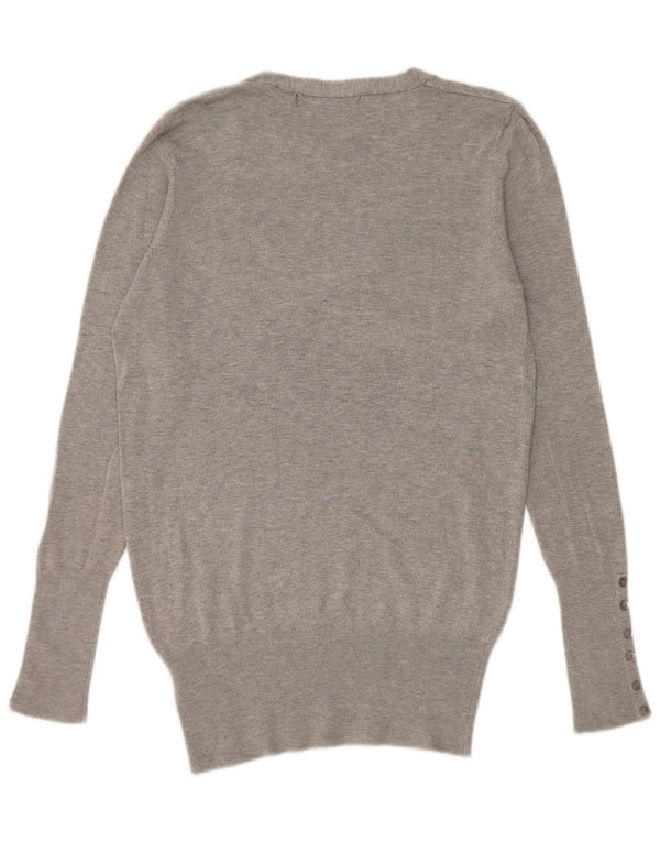 Zara ženski džemper s V-izrezom UK 16 Large Gray Rayon