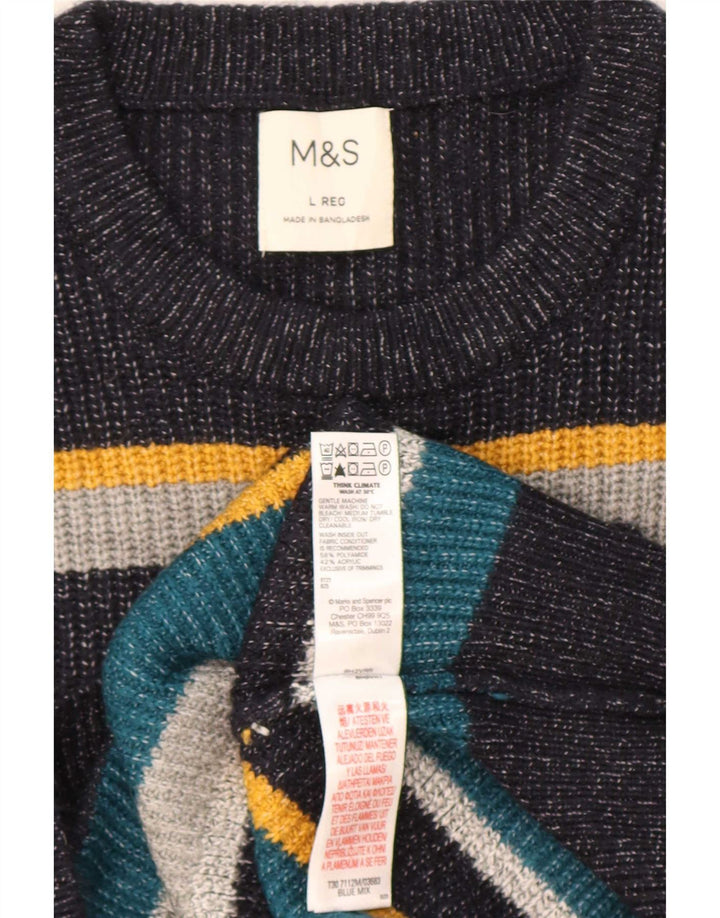 Marks & Spencer muški džemper s okruglim izrezom na velike raznobojne pruge