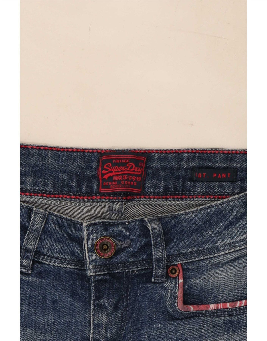 Superdry ženske traper vruće hlačice srednje veličine W28 plave