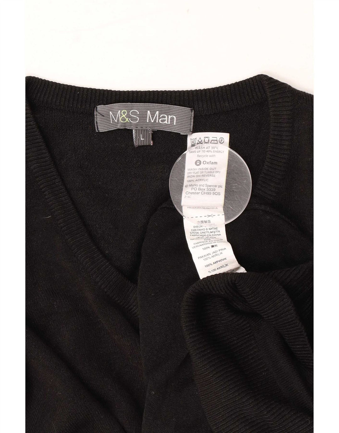 Marks & Spencer muški pulover s V-izrezom, veliki crni akril